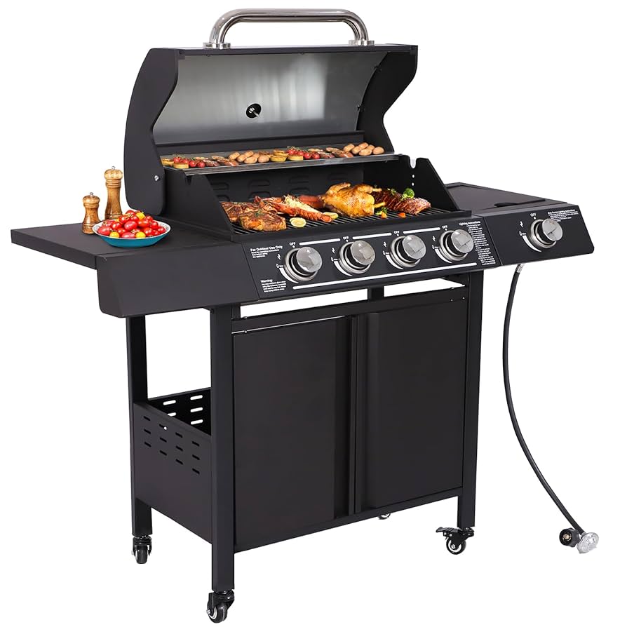 バーベキュー・調理用品 Black LabelFlatBurnerFullBlackverGS-450R Ziggy USZG1GK 1-Burner Black Propane Kettle Gas Grill